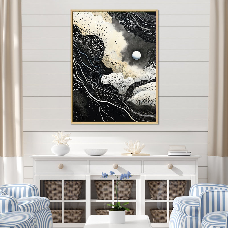 Deep Marine Scenes Modern Collage II - impressions sur toile abstraites, Cadre naturel flottant, H 20 po x l 12 po x P 1 po