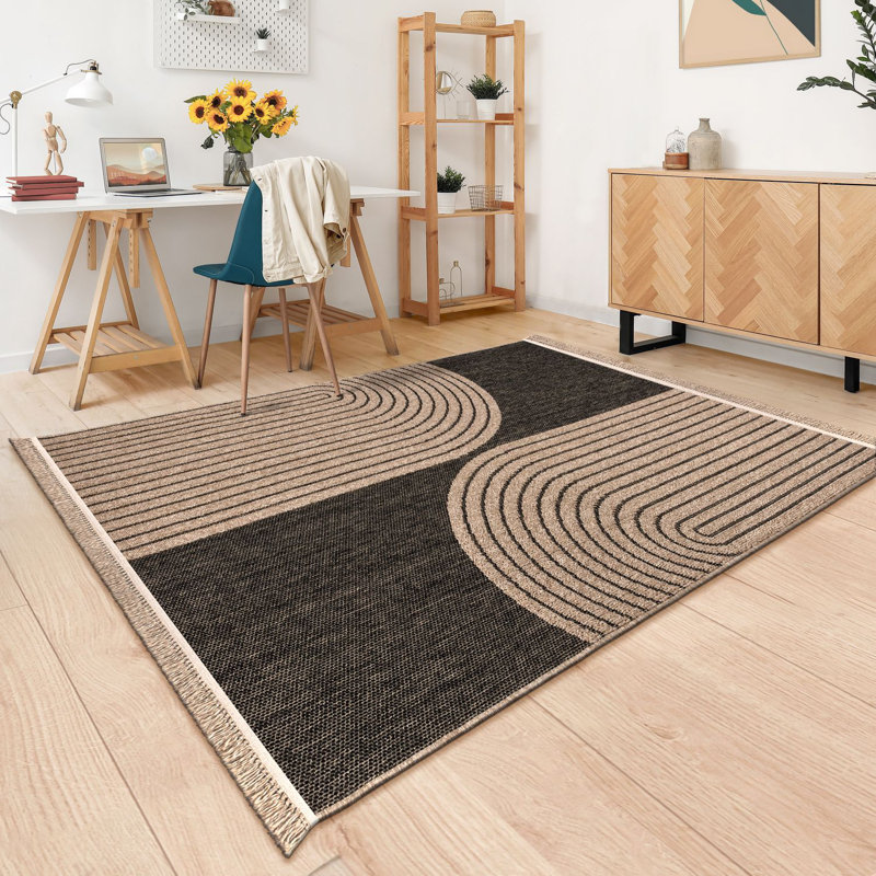 Tapis intérieur / extérieur rectangulaire Lanikki, Rectangle 6 pi 7 po x 9 pi 2 po