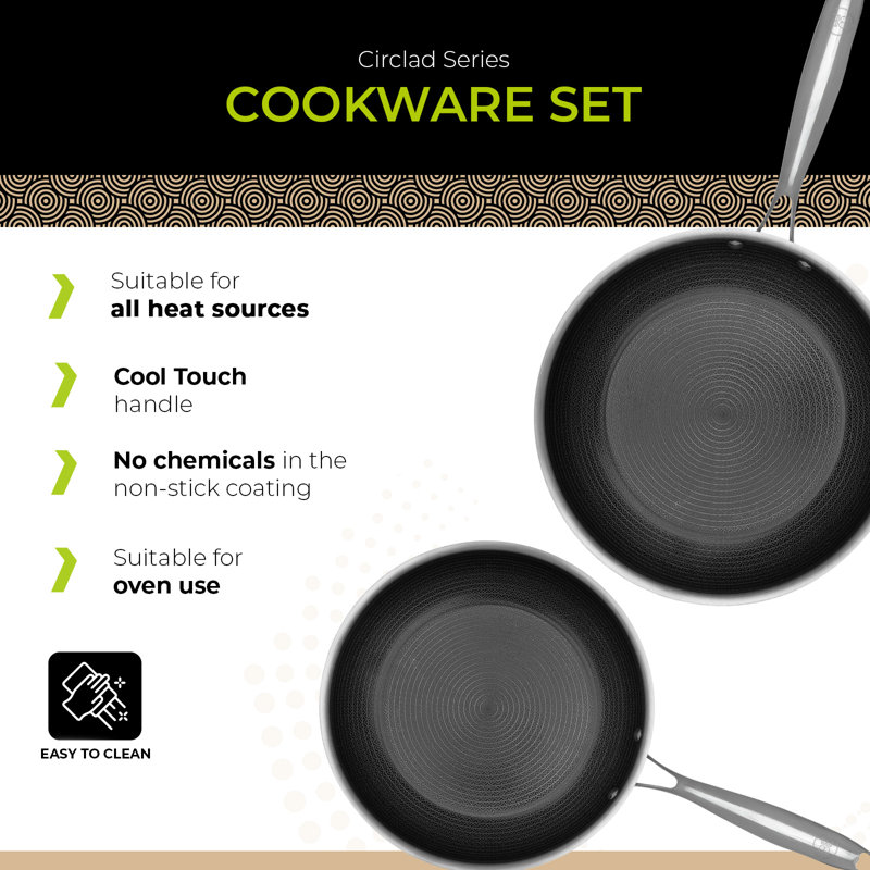 Circlad Series - 2 pcs Frying Pan Set 10"+12" / 26+30 cm - Triply Stainless Steel Circlad