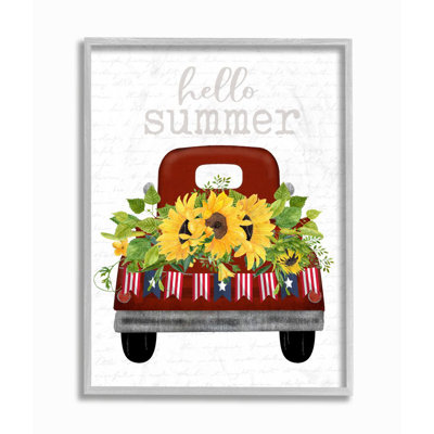 «Hello Summer Quote Sunflower Flower Patriotic Truck» par Urban Road - impression
