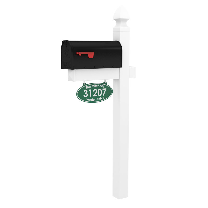 Plastic Post Mounted Mailbox, Green