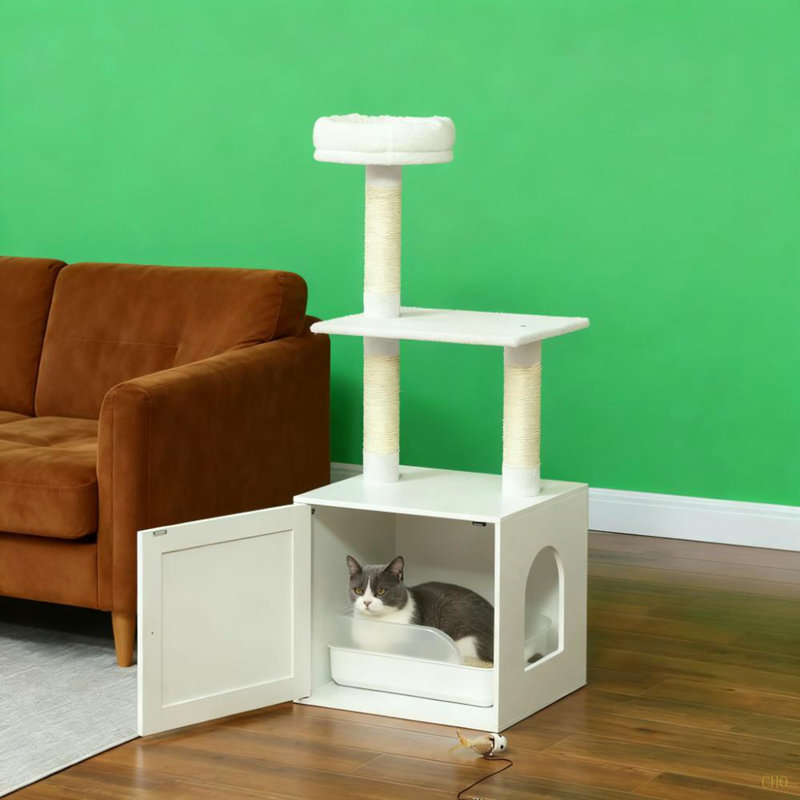 Cat Tree With Litter Box Enclosure