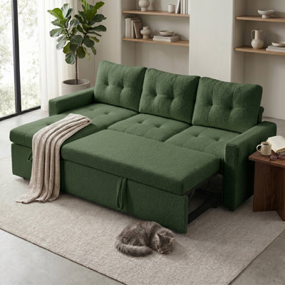 L-Shaped Sleeper Sectional Sofa with Pull-out Bed and Storage Chaise