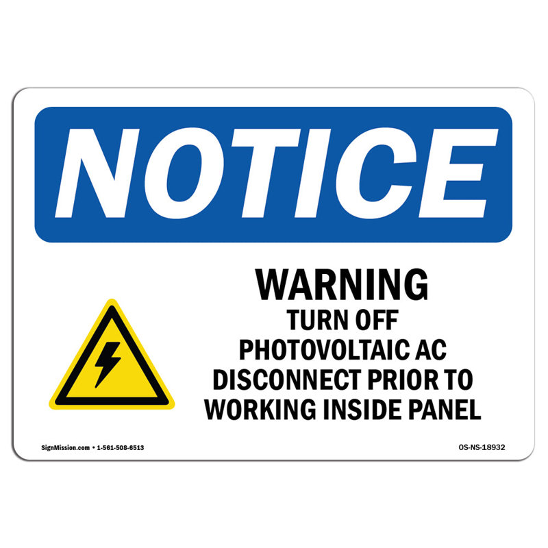 Panneau d'avertissement «Off Turn Off Photovoltaic»