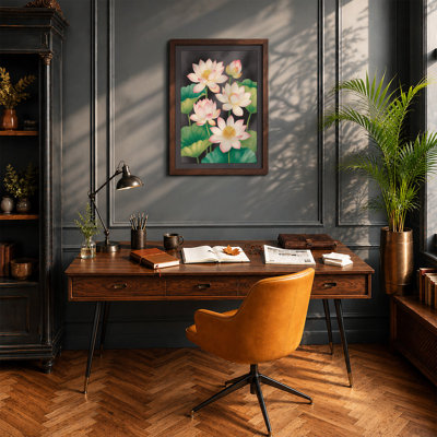 Lotus in Bloom Botanical - Framed Print