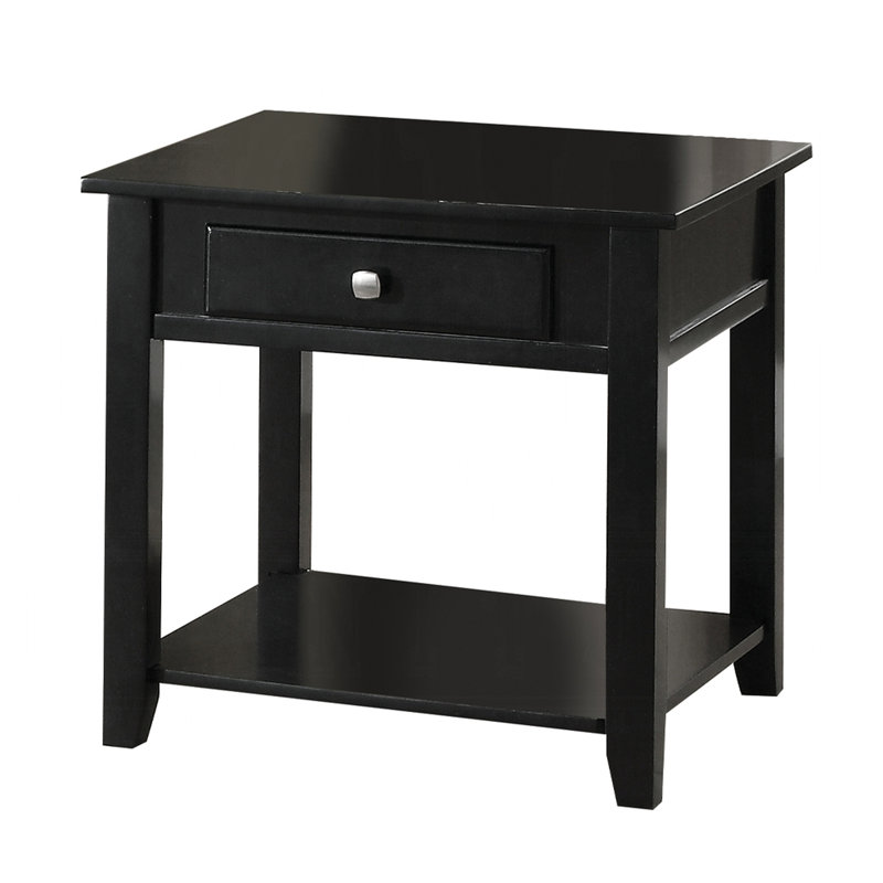 Black End Table With Bottom Shelf