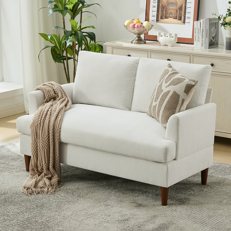 Causeuse pour petit appartement en chenille l 54,7 po, Blanc