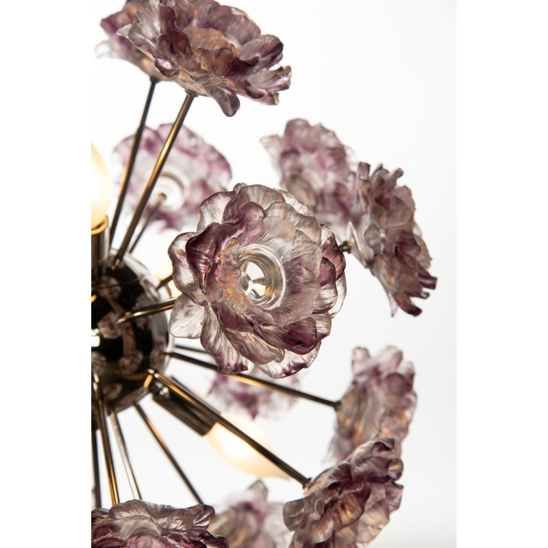 Lustre rond / ovale 5 lumières Murana, Fumée, Laiton, 26" Depth x 26" Width x 58" Height