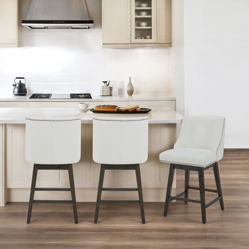 Arvelle Swivel Upholstered Counter Stool, White