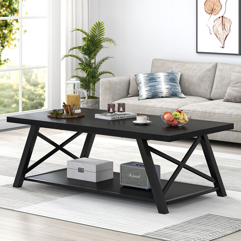 Table basse 47 "avec tablette de rangement Hulte, noir, Noir