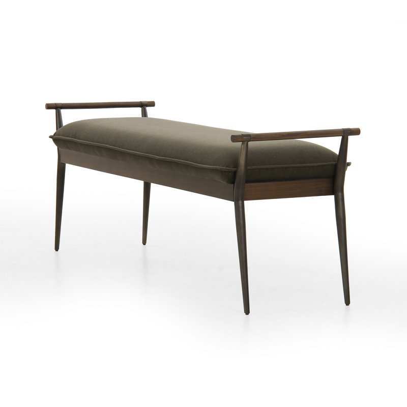 Charlotte Upholstered Bench, Modern Velvet Loden