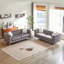 Ensemble de canapés à compression, velours gris, mobilier de maison moderne 3 places