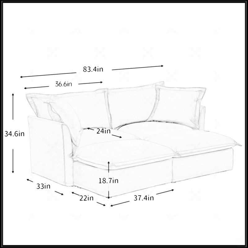 2 Seater Sofa With 2 Ottomans