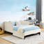 Structure de lit double tapissier pleine grandeur avec 2 tiroirs de rangement, velours beige réglable pour un confort de chambre à coucher moderne-421799205-421799206