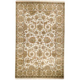 Hand Knotted Wool Area Rug in Ivory And Gold