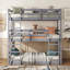 Triple lit simple superposé en bois d'hévéa détachable avec échelles intégrées et garde-corps pleine longueur, lit superposé simple au-dessus d'un lit simple au dessus d'un lit simple-317079104