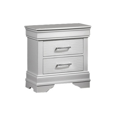 Modern Style Bedside Table In White With Two Drawers And Luxury Accent For Bedroom Decor Spacious Dazzling Storage