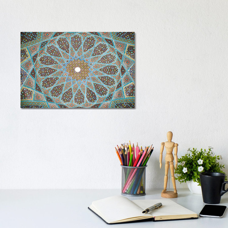 Tomb of Hafez Mosaic 1 Piece Wall Art on Canvas, 66.04 cm H x 45.72 cm W, Brown Framed