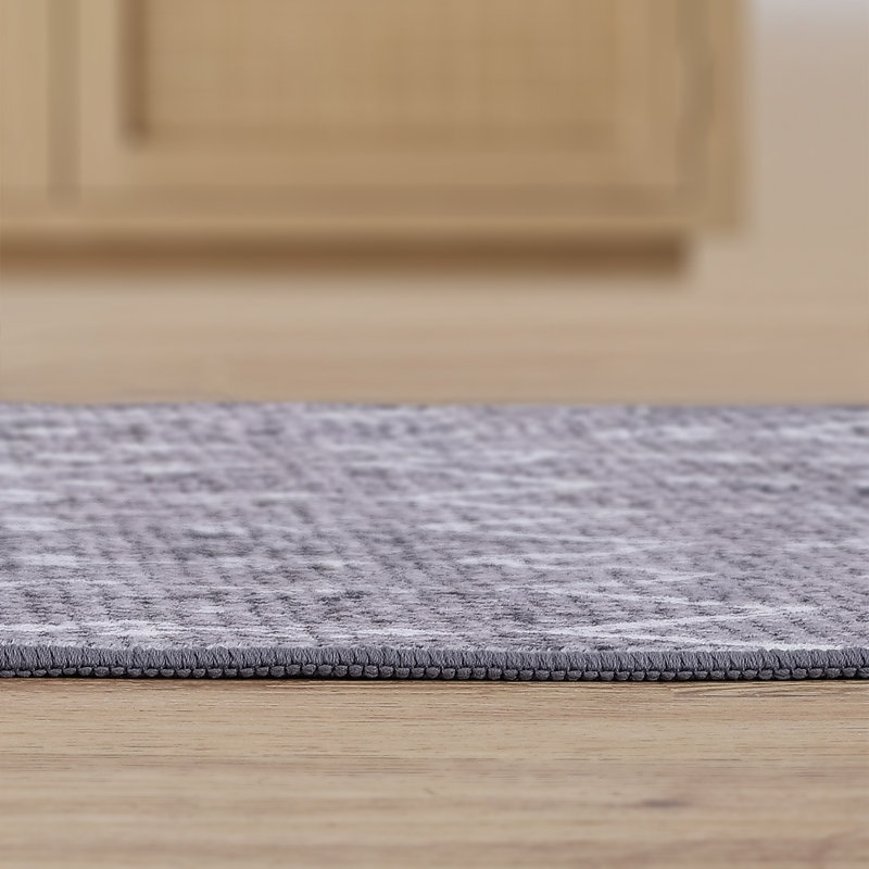 Tapis lavable à la machine Leila, Gris / Ivoire, Rectangle 9 pi x 12 pi