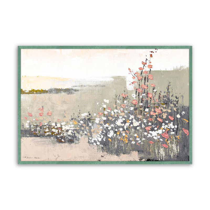 «Floral Haze» sur papier, H 25 po x l 37 po, Cadre citronnelle
