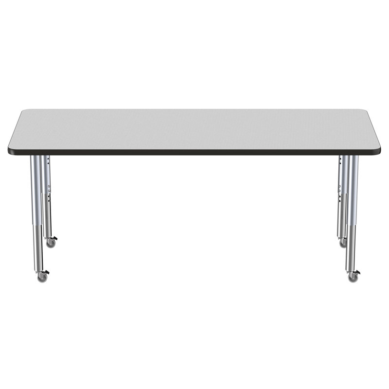 Table rectangulaire d'activité rectangulaire avec pieds réglables, Gris/noir, Super, 30" x 72"