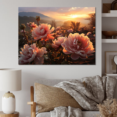 " Radiant Peonies Field At Sunrise "