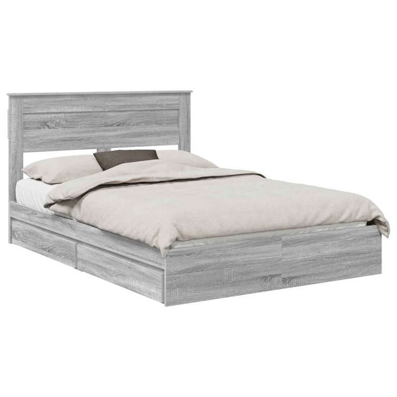 Bed, European Double (140 x 200 cm), Grey Sonoma