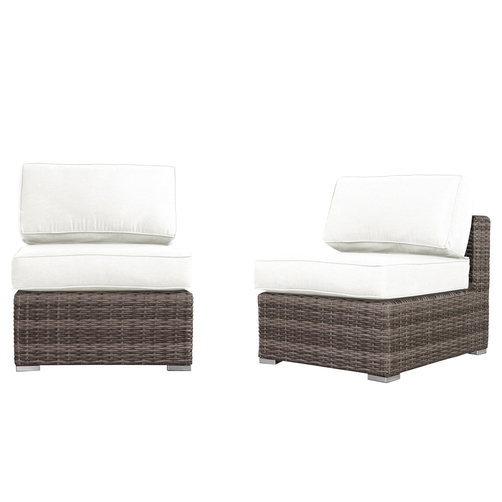 Arelys Rattan Wicker Fully Assembled 4 - Person Seating Group with Cushions, Mixed Gray, Sunbrella Canvas