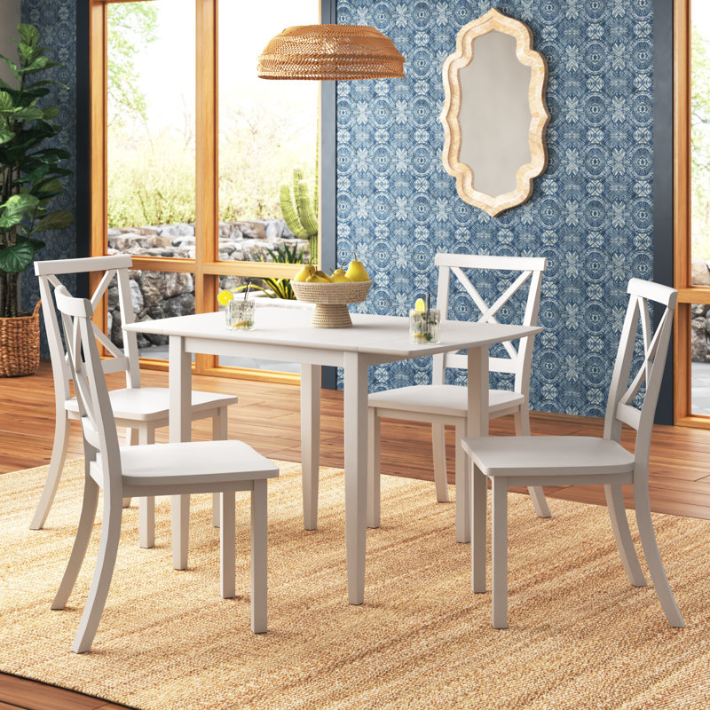 Fergerson Four Leg Dining Set, White, 3 Pieces: 1 Table, 2 Chairs