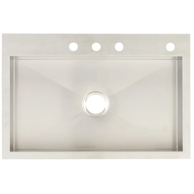 33" Sitka Stainless Steel Dual-Mount Kitchen Sink - 4-Hole - Drop-In or Undermount, 3 hole