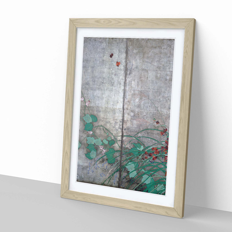 Wild Flowers by Sakai Hoitsu - Framed Print, Oak, 76cm H x 50cm W x 2cm D