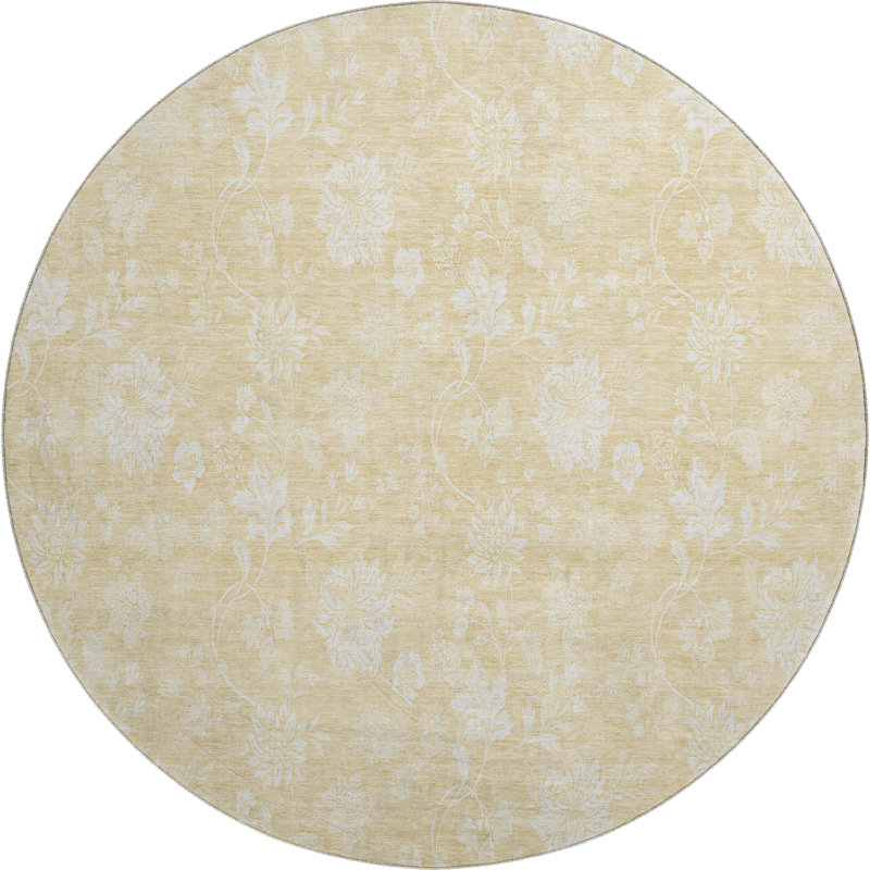 Tapis miel Prisco lavable à la machine de qualité supérieure, Rond 8 pi