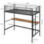Single Size Loft Bed With Desk, High Sleeper Bedframe With Removable Ladder And Safety Guardrail, Sturdy Metal Slats Support