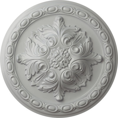 Endurathane Acanthus Ceiling Medallion, 11 3/8"OD x 2"P, Hand-Painted Frost Finish