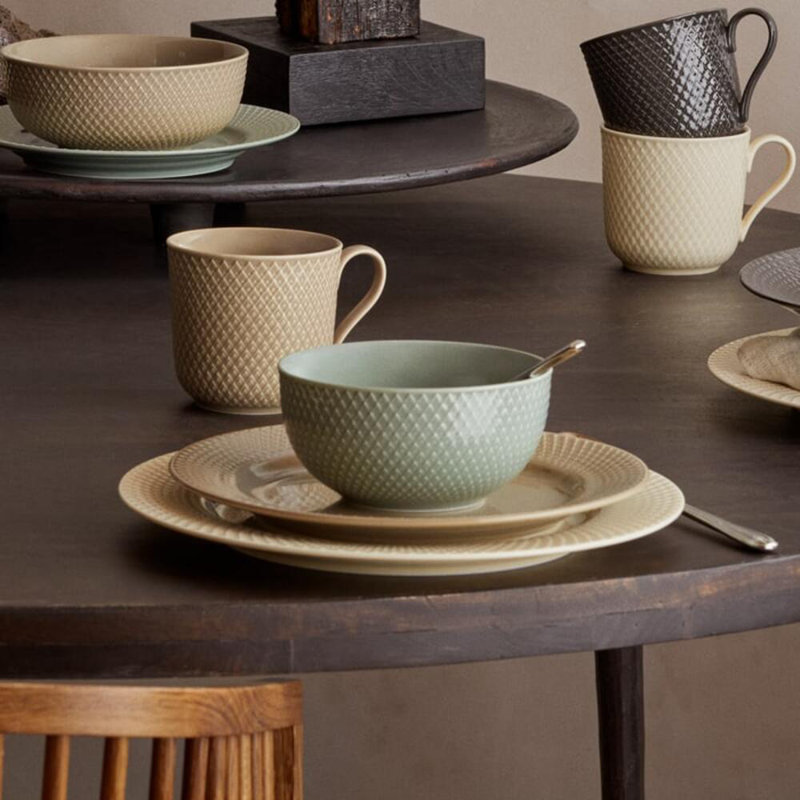 Rhombe Earth Porcelain Rice Bowl, Green