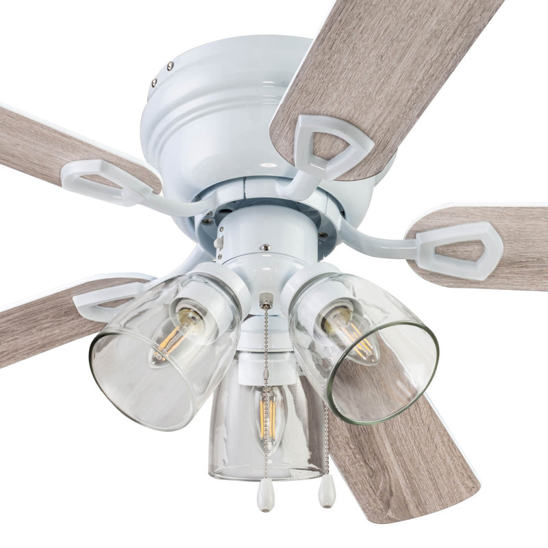 Renton 42'' Ceiling Fan with Light Kit, White with White/Grey Oak Blades