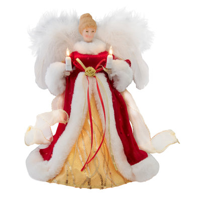 Décoration d'arbre de Noël Kurt Adler 10" 10L rouge et or en forme d'ange