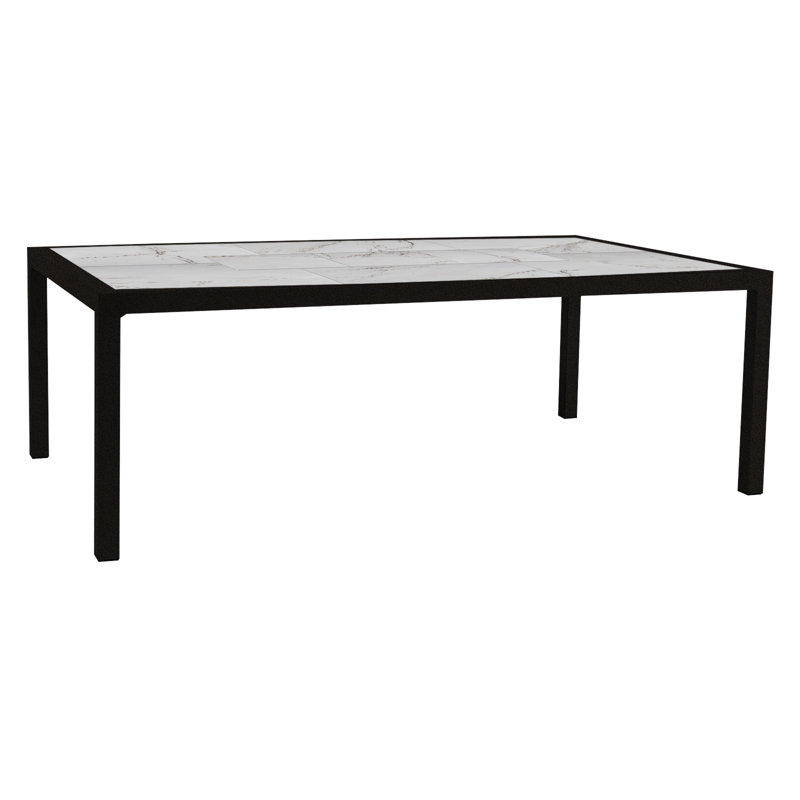 Quadra Outdoor Rectangle Dining Table, Pallazo White, Carbon Black
