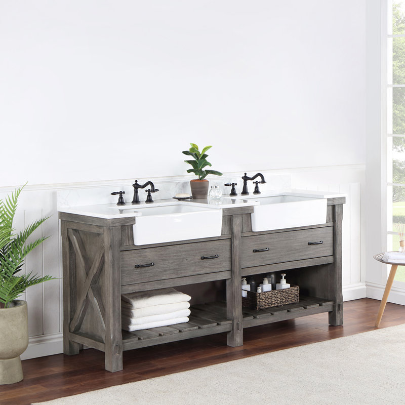 Ensemble de meuble-lavabo double 72 po Villareal, Gris classique