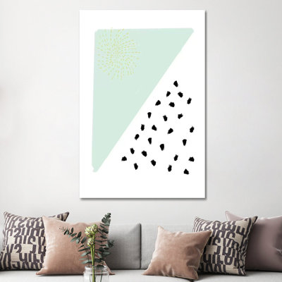 Mint And Gold Abstract by Leah Straatsma - Print on Canvas