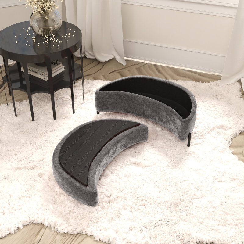 Repose-pieds en chenille avec rangement, Gris