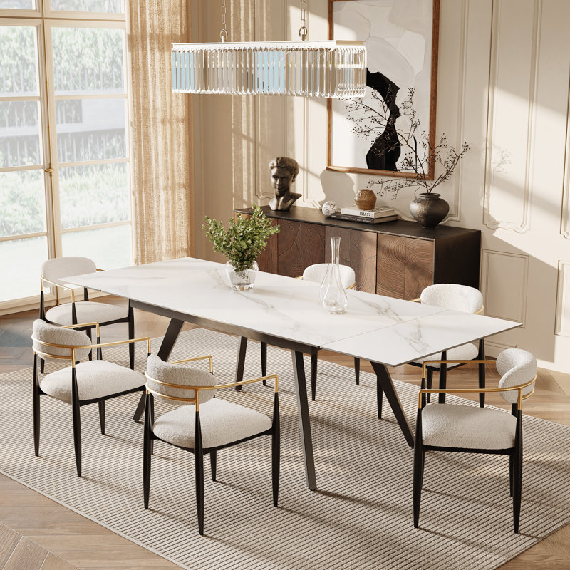 Moiser 63"-94.5" Extendable Rectangular Sintered Stone Dining Table Seat 6-10
