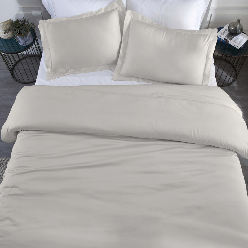 Ensemble de housse de couette 100% modal en bois de hêtre, Lit simple, Gris