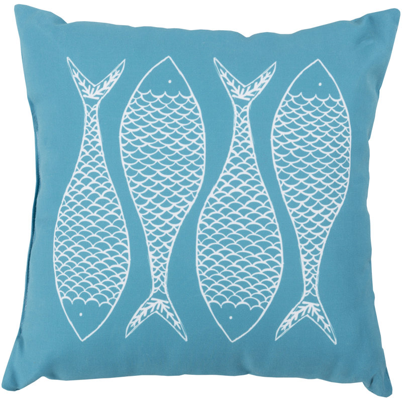 Rain Geometric Outdoor Throw Pillow, Aqua, 18" H x 18" W x 1" D