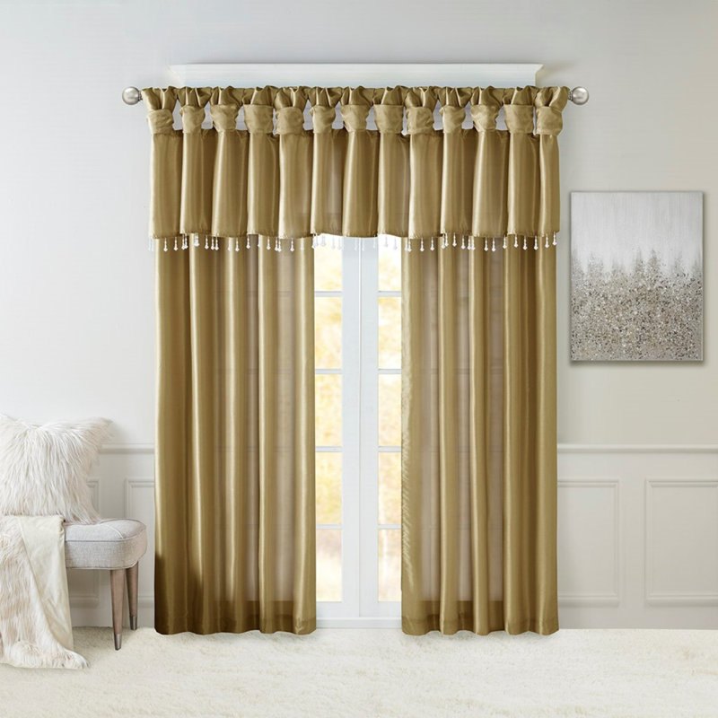Twist Tab Lined Window Curtain Panel 50X95", Bronze
