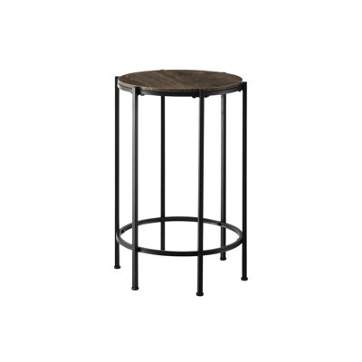 Table d'appoint chic en stratifié chêne foncé avec métal noir, convient à la mobilité dans le salon, aux supports d'écriture compacts pour la chambre à coucher, pour les petits