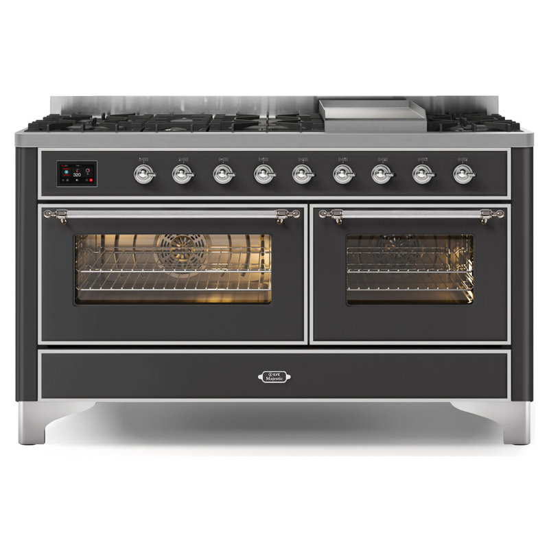 Majestic II 60" 5.02 cu. ft. Freestanding Dual Fuel Range with Griddle, Liquid Propane, Matte Graphite/Copper