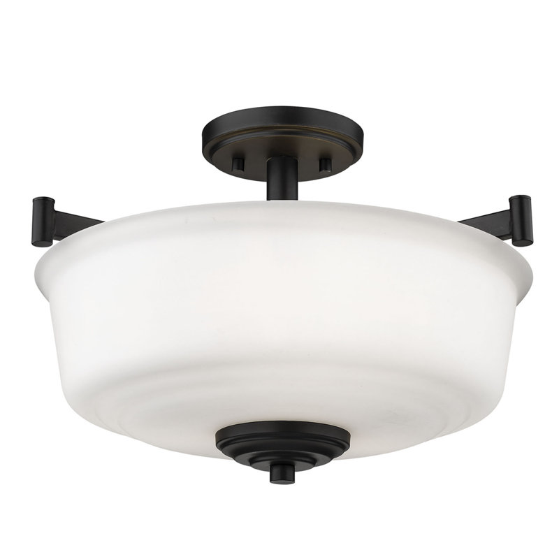 Alayanna Glass Semi Flush Mount, Matte Black