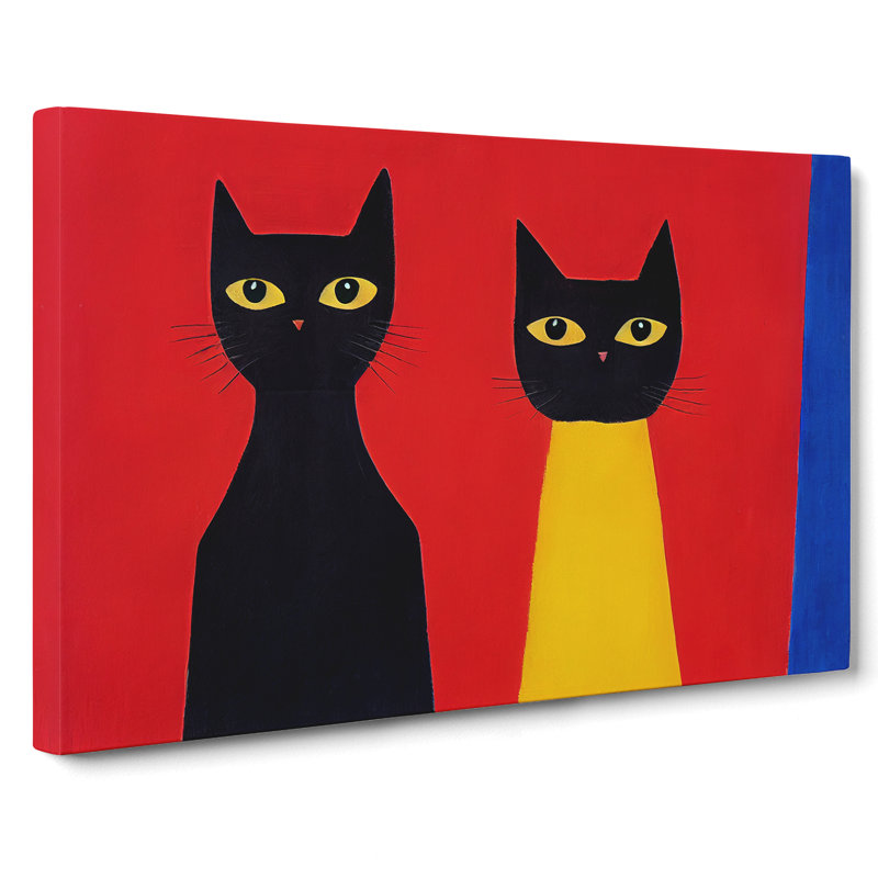 Two Abstract Cats Vol.5 - Wrapped Canvas, 50cm H x 76cm W x 3cm D