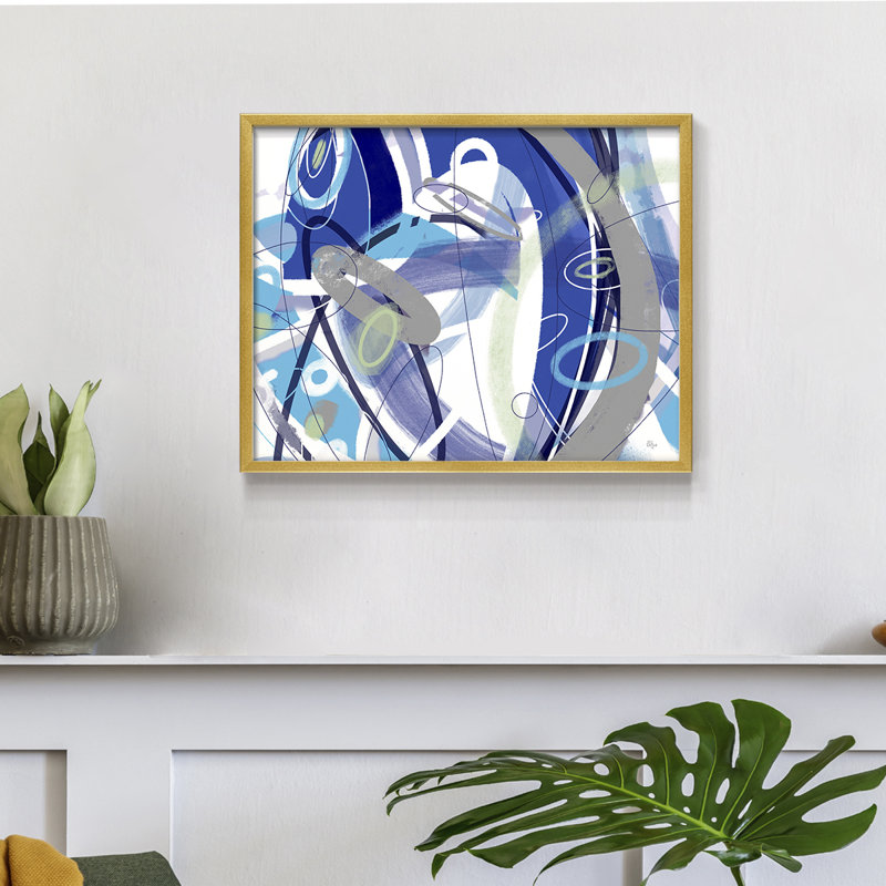 Blue Flow -Framed Print - Restickable, Gold, 8" H x 10" W